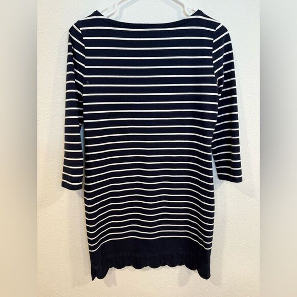 Vineyard Vines Navy and White Striped Knit Dress with Scalloped Hem Size XXS - Picture 4 of 6